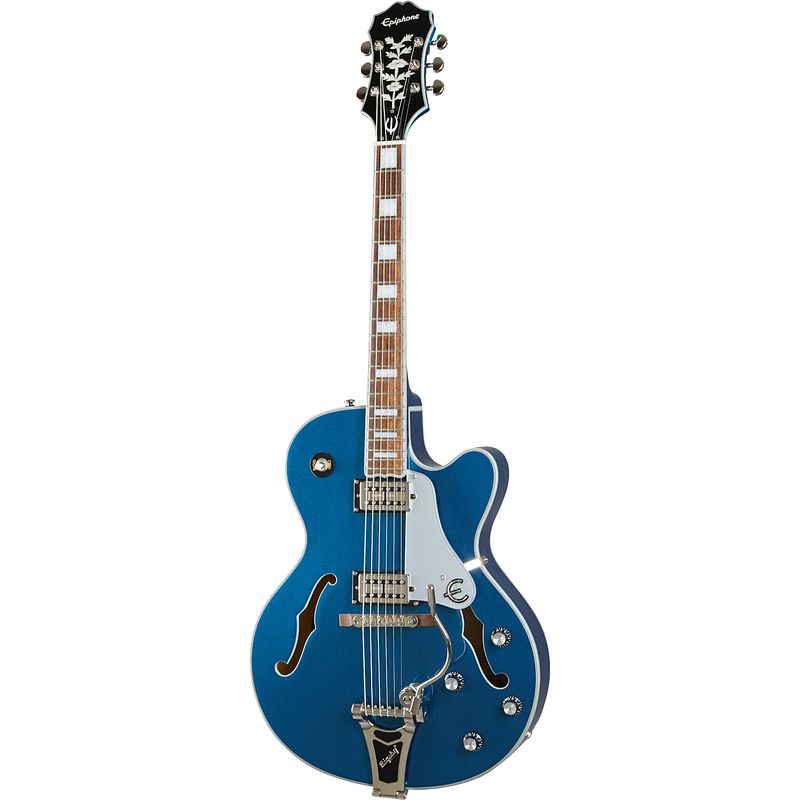 Foto van Epiphone emperor swingster delta blue metallic semi-akoestische gitaar