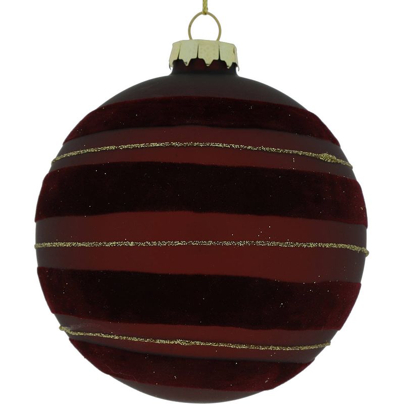 Foto van Tom kerstbal robee 8 cm glas rood/zwart/goud