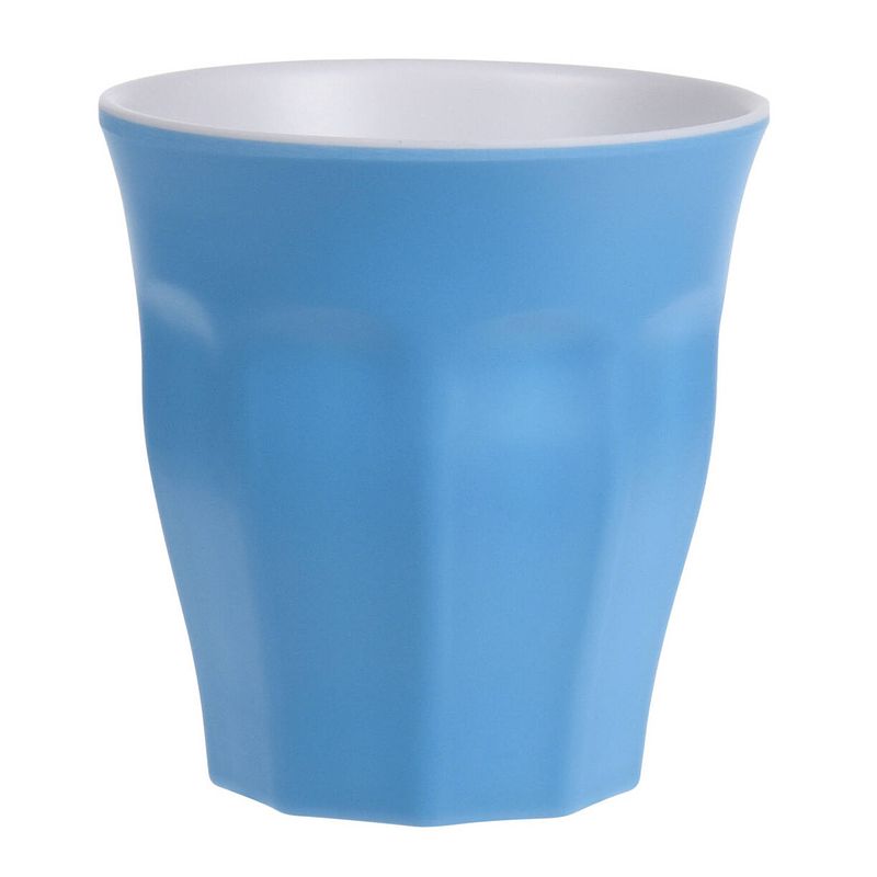 Foto van Onbreekbare kunststof/melamine blauwe drinkbeker 9 x 8.7 cm voor outdoor/camping - drinkbekers