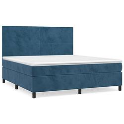 Foto van The living store boxspring bed - donkerblauw - 180x200 cm - pocketvering