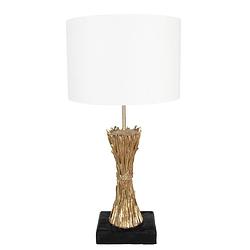 Foto van Clayre & eef tafellamp ø 30x60 cm goudkleurig kunststof bureaulamp goudkleurig bureaulamp