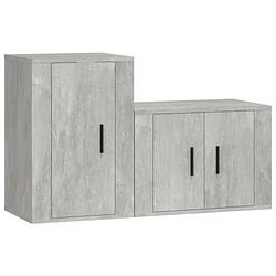 Foto van The living store televisiekastenset - betongrijs - 2 stuks - 57x34.5x40cm en 40x34.5x60cm