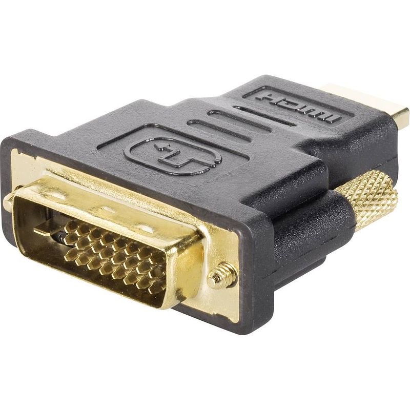 Foto van Renkforce rf-4233372 hdmi / dvi adapter [1x hdmi-stekker - 1x dvi-stekker 24+1-polig] zwart vergulde steekcontacten