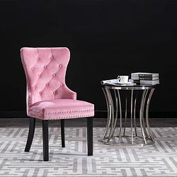 Foto van The living store eetkamerstoel classic - fluweel - 51x59x98.5 cm - roze