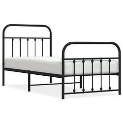 Foto van The living store bedframe classic - robuust staal - 207x85x100 cm - zwart