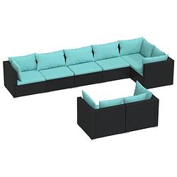 Foto van Vidaxl 8-delige loungeset met kussens poly rattan zwart