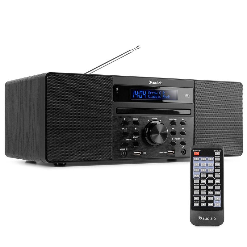 Foto van Dab radio met cd speler, bluetooth, usb mp3 speler en radio - stereo - zwart - audizio prato