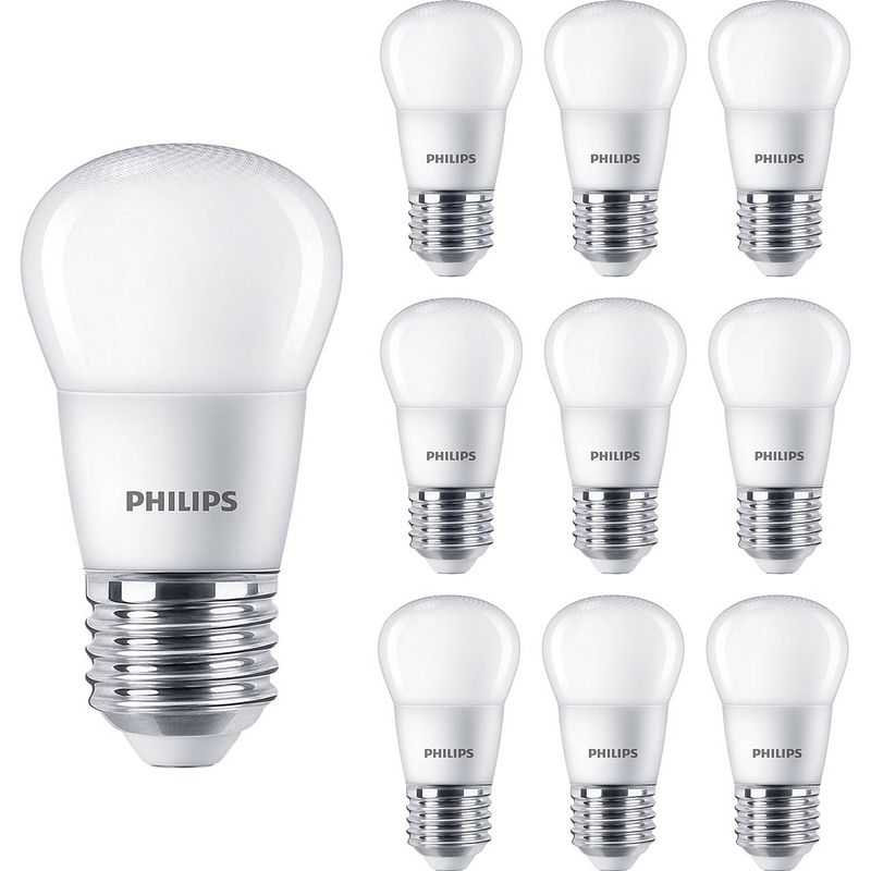 Foto van Philips voordeelverpakking led kogellampen e27 - warm wit - 250 lm - 4w/25w - 10 led lampen