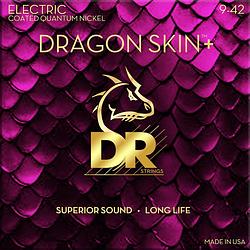 Foto van Dr strings dragon skin+ coated electric guitar strings light 9-42 voor elektrische gitaar