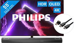 Foto van Philips 55oled807 - ambilight (2022) + soundbar + hdmi kabel