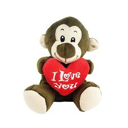 Foto van Pluche i love you aap knuffel bruin 14 cm speelgoed - knuffel bosdieren