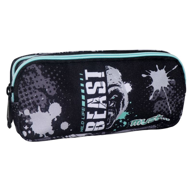 Foto van Must etui beast junior 21 x 6 x 9 cm polyester zwart/wit