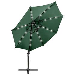 Foto van The living store tuinparasol groen - 300x238 cm - led verlichting