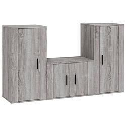 Foto van The living store tv-meubelset - wandgemonteerd - 1x 57x34.5x40 cm - 2x 40x34.5x80 cm - grijs sonoma eiken