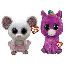 Foto van Ty - knuffel - beanie buddy - nina mouse & rosette unicorn