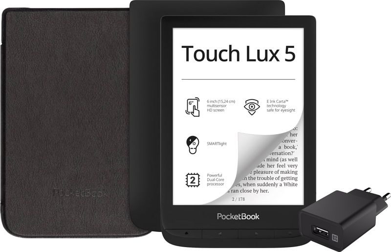 Foto van Pocketbook touch lux 5 ink zwart + accessoirepakket