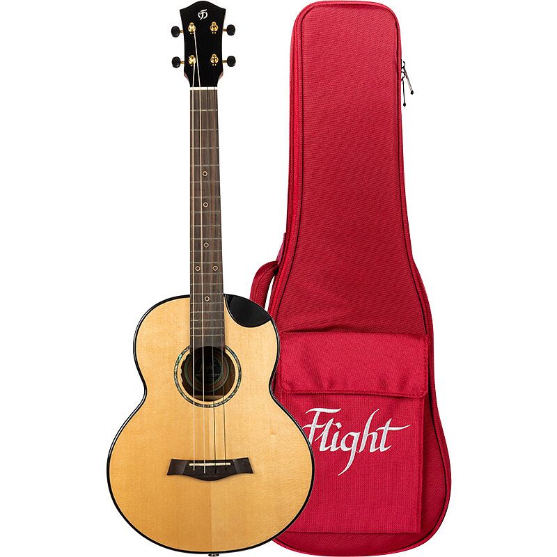 Foto van Flight princess series aurora baritone natural elektrisch-akoestische solid top bariton ukelele met gigbag