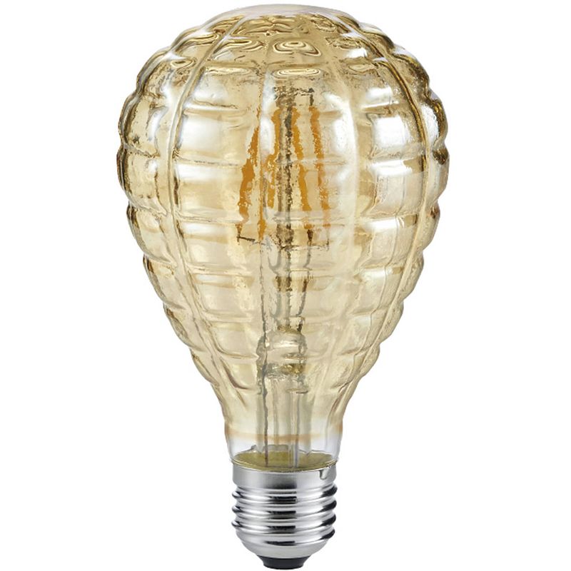 Foto van Led lamp - filament - trion topus - 4w - e27 fitting - warm wit 2700k - amber - aluminium