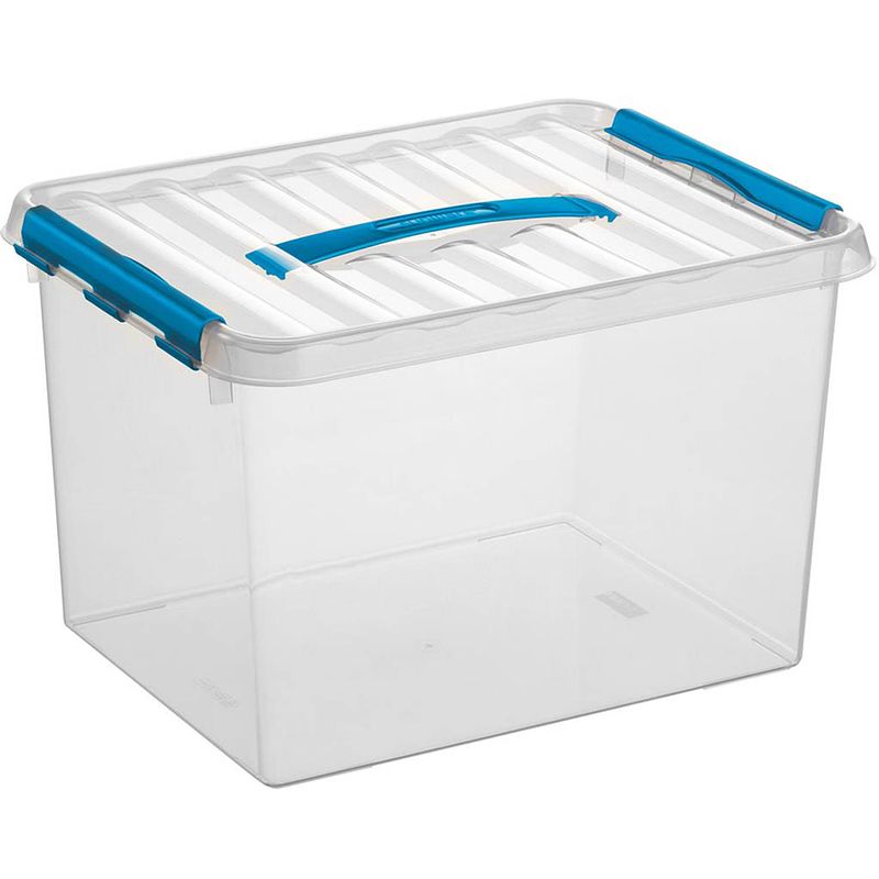 Foto van Q-line opbergbox 22l transparant blauw