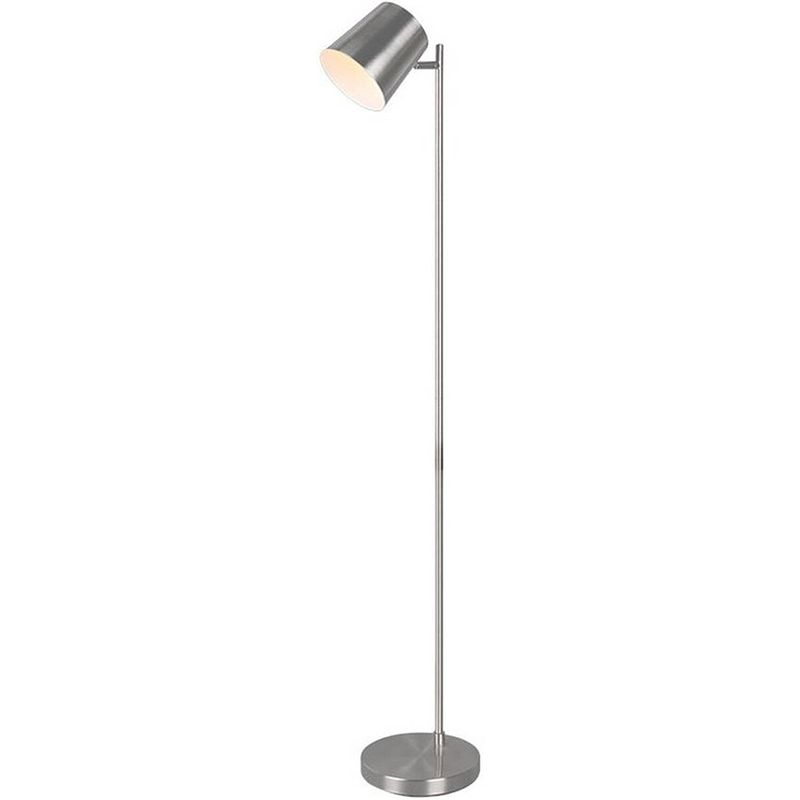 Foto van Led vloerlamp - trion blade - 4w - warm wit 3000k - dimbaar - rond - mat nikkel - aluminium