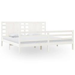 Foto van Vidaxl bedframe massief grenenhout wit 200x200 cm