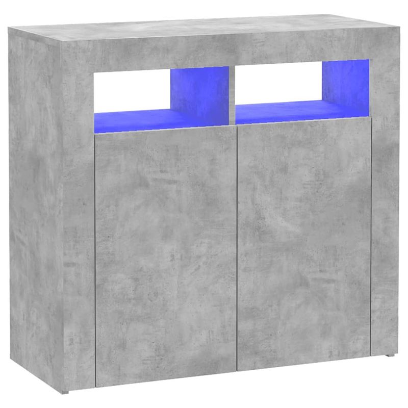 Foto van Vidaxl dressoir met led-verlichting 80x35x75 cm betongrijs