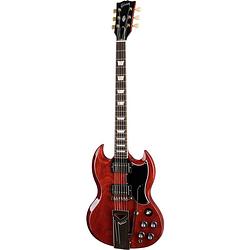 Foto van Gibson original collection sg standard 's61 sideways vibrola vintage cherry elektrische gitaar met koffer