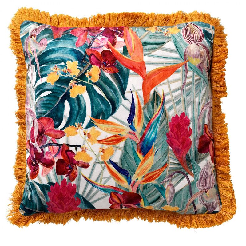 Foto van Dutch decor tropicana - kussenhoes met bloemenpatroon 45x45 cm golden glow - geel - geel