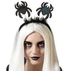 Foto van Halloween/horror verkleed diadeem/tiara - met grote spinnen - kunststof - dames/meisjes - verkleedhoofddeksels