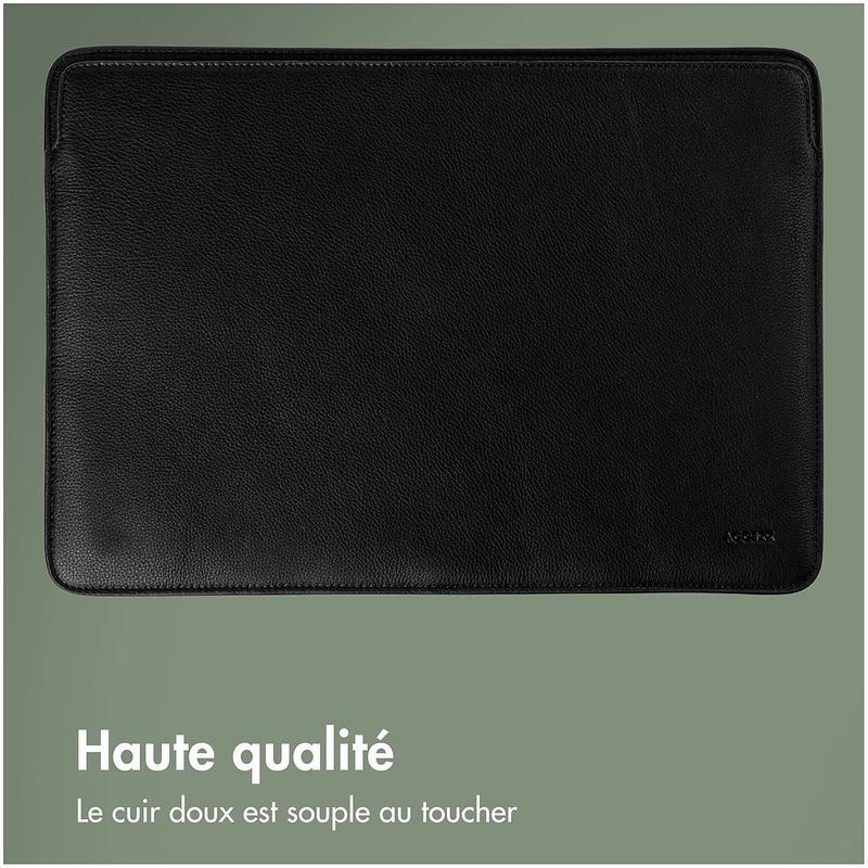 Foto van Accezz leather hoes voor macbook 15 inch laptop sleeve zwart