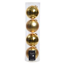 Foto van Tubes met 12x gouden kerstballen van glas 10 cm glans en mat - kerstbal