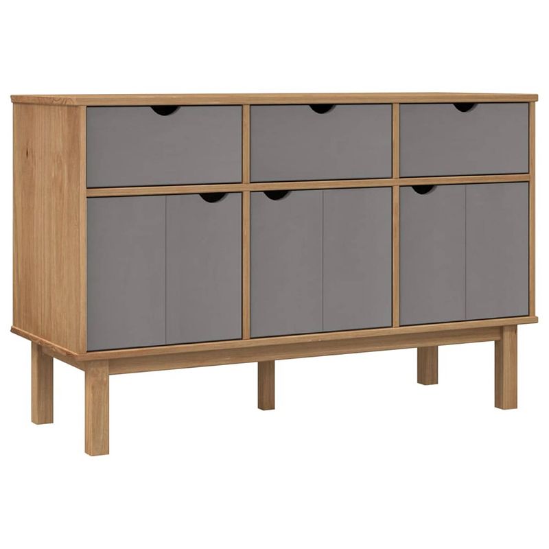 Foto van Vidaxl dressoir 114x43x73,5 cm massief grenenhout bruin en grijs