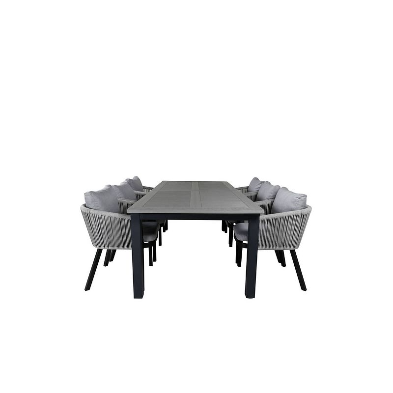 Foto van Albany tuinmeubelset tafel 100x224/324cm en 6 stoel sgsa virya wit, grijs.