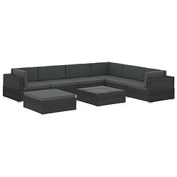 Foto van Infiori 8-delige loungeset met kussens poly rattan zwart