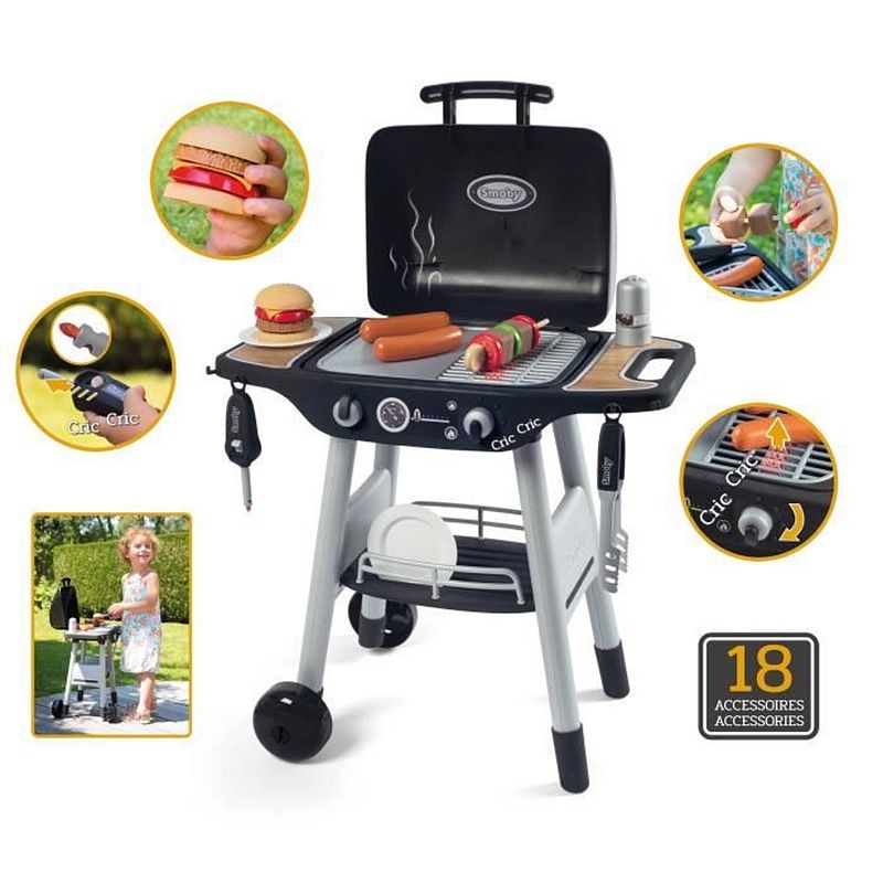 Foto van Smoby speelgoedbarbecue junior 35 x 50 x 72 cm zwart 19-delig