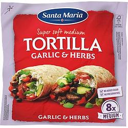 Foto van Santa maria tortilla wraps garlic&herbs medium 8 stuks 320g bij jumbo