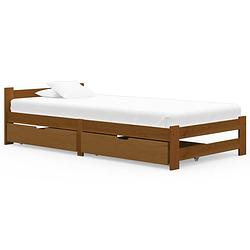 Foto van Vidaxl bedframe met 2 lades massief grenenhout honingbruin 100x200 cm