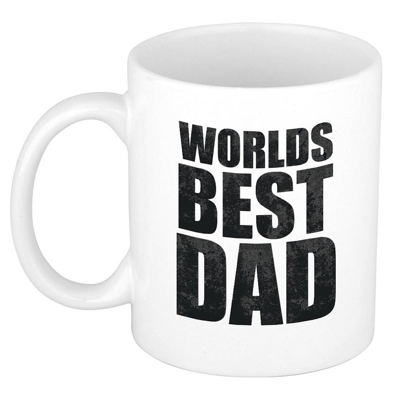 Foto van Worlds best dad mok / beker wit 300 ml - cadeau mokken - papa/ vaderdag - feest mokken