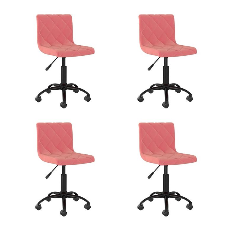 Foto van Vidaxl eetkamerstoelen draaibaar 4 st fluweel roze