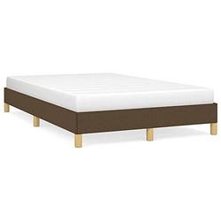 Foto van The living store bedframe donkerbruin stof 203x123x25 cm - duurzaam materiaal - ondersteunende poten en multiplex