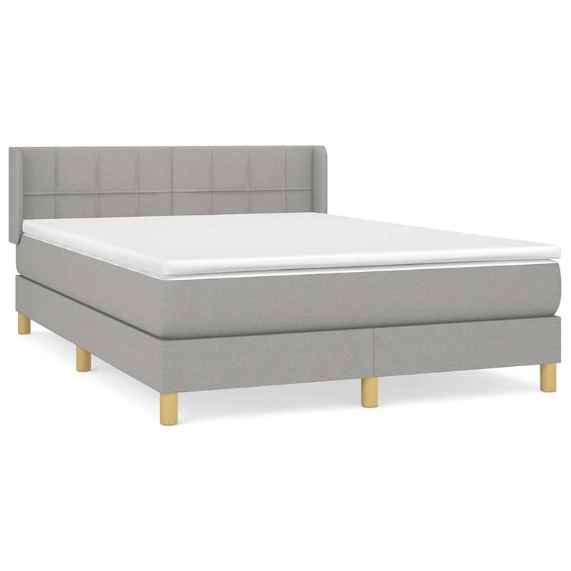 Foto van The living store boxspringbed - pocketvering - 140x190 cm - lichtgrijs - duurzaam materiaal