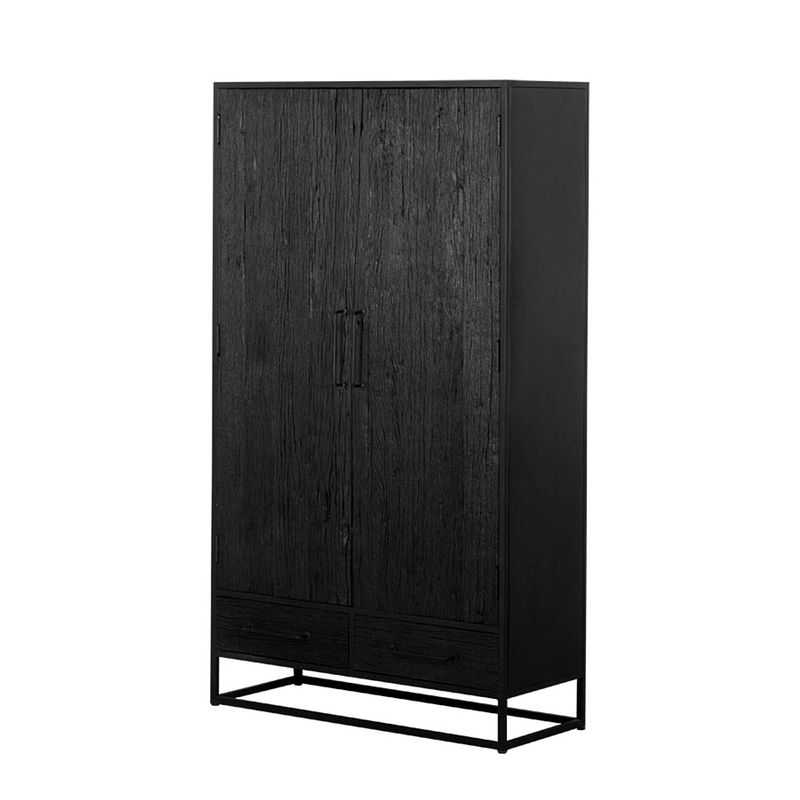 Foto van Giga meubel wandkast zwart - mangohout - 2-deurs - kast pure black