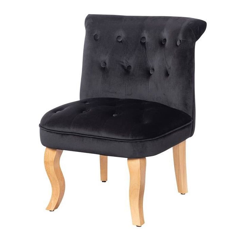 Foto van Jodie toad fauteuil - houten poten - zwart fluweel - l 56 x d 63 x h 73 cm