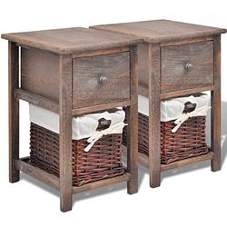 Foto van The living store houten nachtkastjes - set van 2 - 28x31x45 cm - paulowniahout