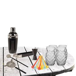 Foto van Excellent houseware cocktails maken set 5-delig met 4x pina colada glazen - cocktailshakers