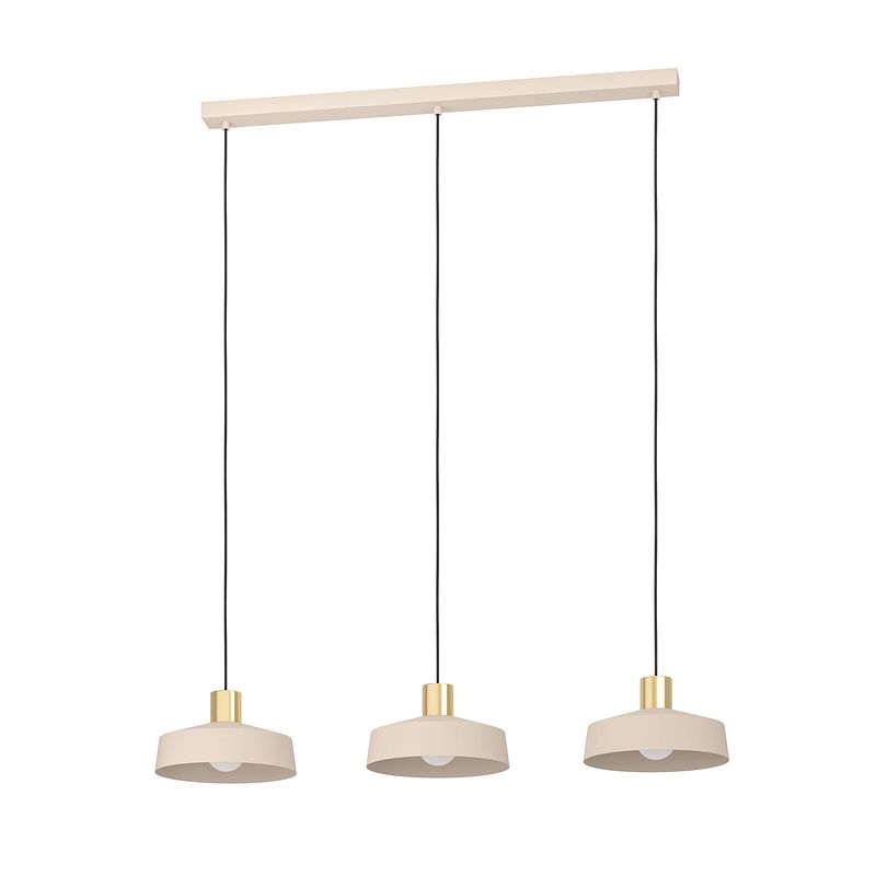 Foto van Eglo valdiola hanglamp - e27 - 93 cm - beige/goud - staal