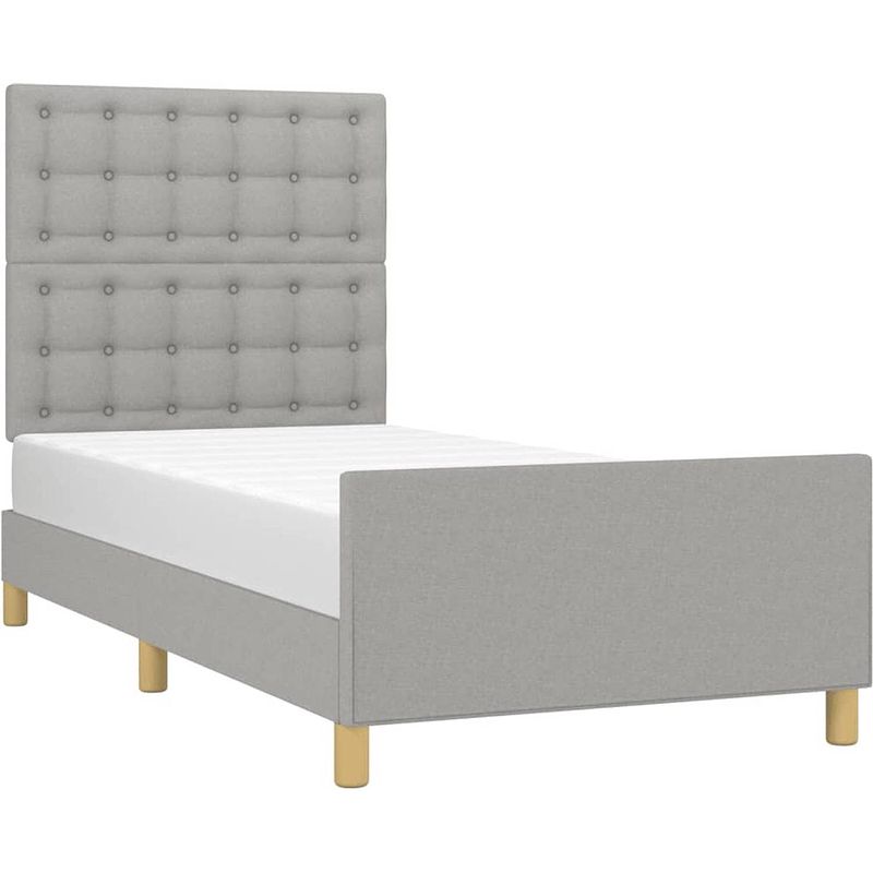 Foto van The living store bedframe - lichtgrijs - 203 x 103 x 118/128 cm - verstelbaar hoofdeinde