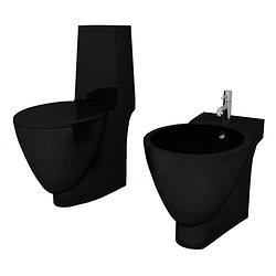 Foto van Vidaxl toilet- en bidetset keramiek zwart