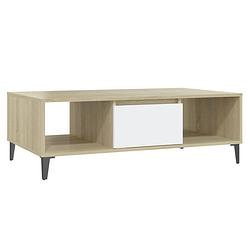 Foto van Vidaxl salontafel 103,5x60x35 cm spaanplaat wit en sonoma eikenkleurig