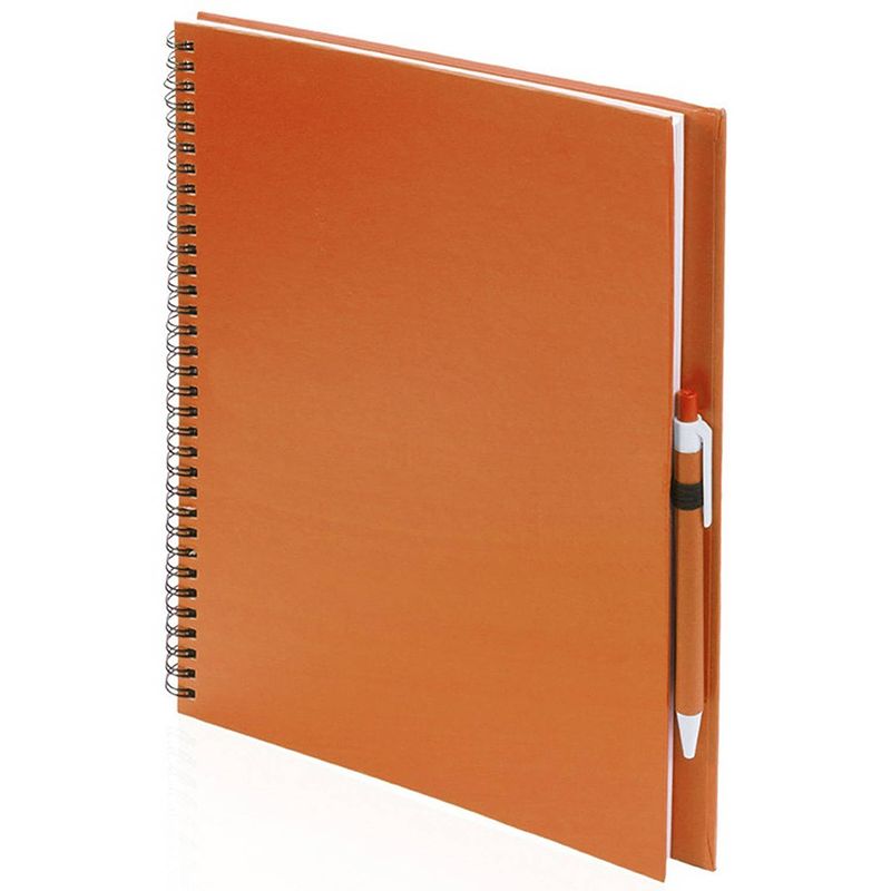 Foto van Schetsboek/tekenboek oranje a4 formaat 80 vellen inclusief pen - schetsboeken